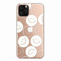 iPhone12Promax iPhone11 iPhoneXS対応 クリアケース スマホケース ソフトケース iphoneケース iPhone8 iPhone8plus iPhone7 iPhone7 plus iPhone6s iPhone6 アイフォン対応 スマイル ニコちゃん 総柄 ホワイト 可愛い