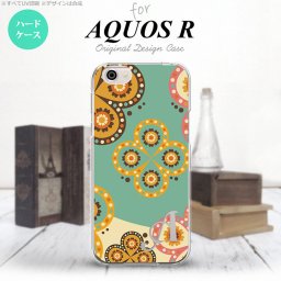 【SH03J】【スマホケース/スマホカバー】【アクオス R】SH03J スマホケース AQUOS R ケース アクオス R イニシャル エスニック花柄 緑×ベージュ nk-sh03j-1581ini【メール便送料無料】