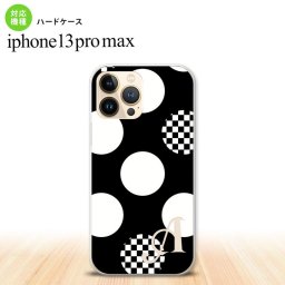iPhone13ProMax iPhone13 Pro Max ケース ハードケース 水玉 A 黒 白 +アルファベット iPhone13 プロ マックス 6.7インチ おしゃれ かわいい メンズ レディース キッズ デザインたくさん nk-i13pm-1111i