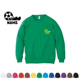 サッカー1  名入れクルーネックライトトレーナー 名入れスウェット 名入れトレーナー 名入れ 左胸ワンポイント スウェット 部活 卒業記念 卒部祝い チームウェア 記念 クラブ  団体　スポーツ　人気