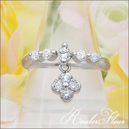 【完全無色透明Fカラー】pt900 pt950【0.48ct】スウィングダイヤモンドフラワーリング『RoulerFleur』 [SIクラス F～Dカラー 無色透明 GOOD～VERYGOOD] ハートアンドキューピット 揺れるフラワーモチーフ♪ スウィングリング フラワー ライン【送料無料】    LPR-1419A