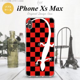 iPhoneXsMax iPhone XS Max スマホケース ソフトケース トカゲ 市松 赤 メンズ レディース nk-ixm-tp864