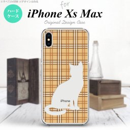 iPhoneXsMax iPhone XS Max スマホケース ハードケース 猫 チェック B 茶 メンズ レディース nk-ixm-956