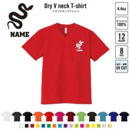 ヘビ 名入れVネックドライTシャツ Vネック V首 ドライ素材 吸水速乾 スポーツ B系 ストリート系