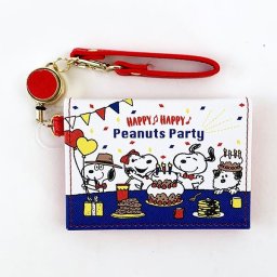 スヌーピー PEANATUS リールパスケース 定期入れ レッド  マリモクラフト