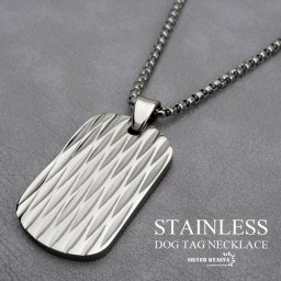 ステンレス シンプル ドッグタグネックレス 刀痕 模様 かっこいい メンズネックレス シルバー プレートネックレス ペンダント チェーン付き 男性