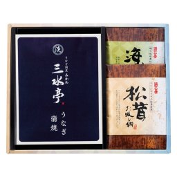実りの秋の贈り物 三河一色産うなぎの蒲焼･お吸物セット セット内容/三水亭 三河一色産うなぎの蒲焼（半身）･浜乙女 海苔お吸物（3.6g×2p）･浜乙女 松茸お吸物（3.4g×2p）×各1