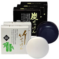 【炭せっけん3個 ＋ 竹せっけん２個】炭 竹炭 チャコール 竹 石鹸 石けん せっけん 竹酢液 蒸留精製 消臭 乾燥肌 敏感肌 にきび アトピー 無添加 無香料 無着色 ヒアルロン酸 スクワラン 植物性 洗顔 全身 化粧 クレンジング 国産
