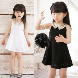 子供 ワンピース ノースリーブワンピース 子供服 女の子 ワンピース レース&スパンコールワンピース
