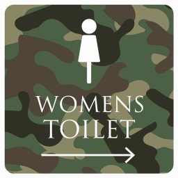 トイレ 御手洗 TOILET トイレマーク 迷彩 カラー WOMENS 右 矢印 ピクトサイン ステッカー シール 塩ビ製 サイン ウォールステッカー インテリア 施設 案内