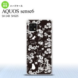 SH-54B SHG05 AQUOS sense6 スマホケース ハードケース 猫 花 黒 +アルファベット メンズ レディース nk-sens6-1725i