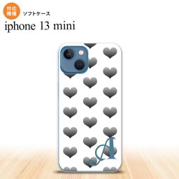 iPhone13mini iPhone13 mini ケース ソフトケース ハート A 白 グレー +アルファベット iPhone ミニ 5.4インチ  おしゃれ かわいい メンズ レディース キッズ デザインたくさん nk-i13m-tp116i