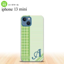 iPhone13mini iPhone13 mini ケース ハードケース チェック ボーダー 緑 +アルファベット  nk-i13m-1603i