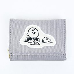 スヌーピー スヌーピー＆チャーリーブラウン ファスナー三つ折り財布 グレー SNOOPY