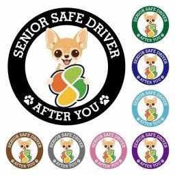 カーサイン 高齢者マーク SENIOR SAFE DRIVER チワワ ステッカー シール 直径13cm 肉球 日本製 車