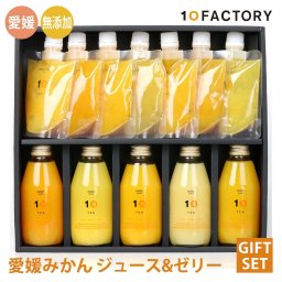 愛媛みかん 100％ ストレートジュース 飲み比べ 5本（200ml） みかんゼリー 食べ比べ 7個（7種類） 詰め合わせ ギフト セット 箱入り のし対応 手提げ袋付 内祝い 誕生日 お返し 贈答用 10FACTORY 5+7