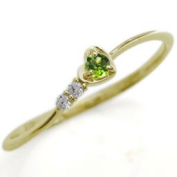 ハート ペリドット ピンキーリング 18金 18k 指輪 ファランジリング