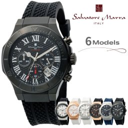 サルバトーレマーラ 腕時計 メンズ 46mm クロノグラフ 5気圧防水 シリコンベルト ブラック ホワイト ネイビー ローズゴールド Salvatore Marra 正規品 プレゼント ギフト 成人 卒業 入学