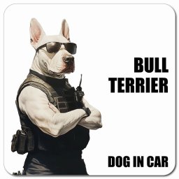 名入れ可 Bull Terrier ブルテリア カーサイン 車 マグネット 強力 13x13cm 正方形 セキュリティガード風 ちょい悪 マグネットステッカー 犬 安全対策 煽り運転 屋外 防水 屋内