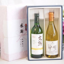 実りの秋の贈り物 感謝の贈り物ボックス 完熟ナイアガラ白ワインと国産ワインセット(勝沼産 甲州 白ワイン やや甘口(山梨県)720ml完熟無添加信州産ナイアガラ白ワイン やや甘口(長野県)720ml