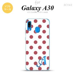 SCV43 Galaxy A30 SCV43 スマホケース ソフト カバー ドット 水玉 B 白 スモーク ピンク +アルファベット nk-scv43-tp109i