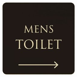 27x27cm トイレ 御手洗 TOILET トイレマーク ブラック ナチュラル MENS 右 矢印 文字タイプ ピクトサイン 木製ドアサイン ドアプレート インテリア 施設 案内