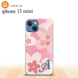 iPhone13mini iPhone13 mini ケース ソフトケース 花柄 サクラ C ピンク +アルファベット iPhone ミニ 5.4インチ  おしゃれ かわいい メンズ レディース キッズ デザインたくさん nk-i13m-tp062i