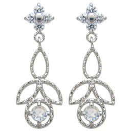 プラチナ ロイヤルブルームーンストーンピアス アンティークピアス 葉っぱ リーフピアス