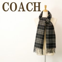 コーチ COACH マフラー メンズ ストール カシミヤ混 男女兼用 レディース チェック  ホースキャリッジ リバーシブル 4624BLK ブランド 人気