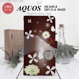 【手帳型 スマホ カバー ケース】【SHV34】【アクオス セリエ】手帳型 ケース SHV34 スマホ カバー AQUOS SERIE アクオス 花柄・ミックス（B） 茶 nk-004s-shv34-dr276【メール便送料無料】