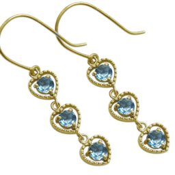 ブルートパーズ ピアス ハート トリロジー フックピアス K18 ピアス
