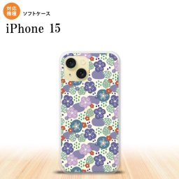 iPhone15 iPhone15 スマホケース 背面ケースソフトケース 花柄 春 紫 2023年 9月発売 nk-i15-tp1706