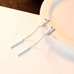ピアス 両耳用 シルバー925 フープ トレンド シルバー 石なし 揺れる ゆれる ぶら下がり ロング チェーンピアス ce0056