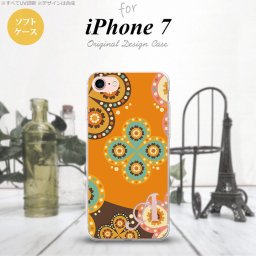 【iPhone7】【スマホケース/スマホカバー】【アイフォン７】iPhone7 スマホケース ケース アイフォン７ ソフトケース イニシャル エスニック花柄 オレンジ×茶 nk-iphone7-tp1584ini【メール便送料無料】