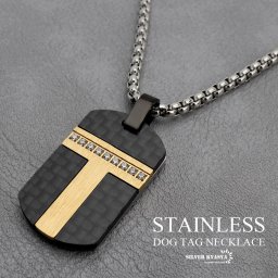 ステンレス 高級感 メンズネックレス かっこいい カーボン模様 シンプルネックレス ドッグタグネックレス ブラック プレートネックレス 黒 ストーン付き チェーン付き 男性 ペンダント