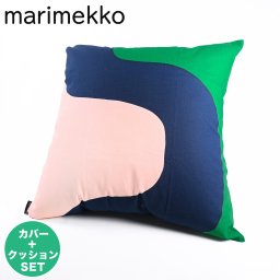 マリメッコ marimekko クッションカバー ヌードクッション セット 50×50cm Seireeni セイレーニ ダークブルー×グリーン×ピーチ 072558 625 北欧雑貨 北欧デザイン 着せ替えカバー marimekko cover 送別会 誕生日 お中元 結婚祝い 結婚式 高級 父の日 母の日 ホワイトデー