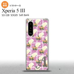 SO-53B SOG05 Xperia5 ケース ソフトケース 花柄 バラ チェック ピンク +アルファベット オススメ 人気 おしゃれ スマート シンプル nk-xp53-tp255i