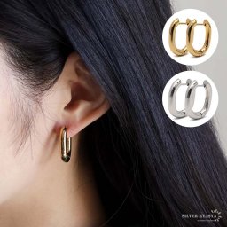 Uピアス 両耳 フープピアス ステンレス 金属アレルギー対応 ゴールド シルバー U字 U型 馬蹄 ホースシュー 太め 幅4mm イヤリング