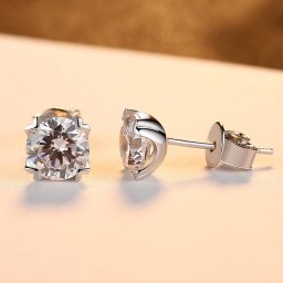 ピアス 両耳用 キュービックジルコニア シルバー925 スタッド 定番 ホワイト シルバー ラウンド 大粒 一粒 ハート4本爪 上品 エレガント ce0101