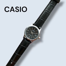 カシオ CASIO 腕時計 レディース 収納ケース付き チープカシオ チプカシ シンプル 軽い レザー 革ベルト ブラック 日付 プレゼント ギフト 時計 女性用 誕生日 記念日 日本未発売 海外モデル 成人 卒業 入学