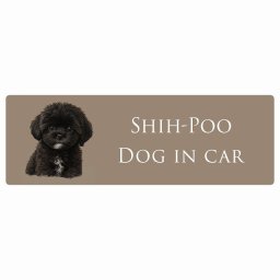 名入れ可 ドッグ カーステッカー イラスト付 Dog in Car シープー Bタイプ セーフティサイン 犬種別 長方形 20x6.7cm シール リア あおり運転対策 Dog Sticker 屋外 屋内 防水 安全対策 カーサイン