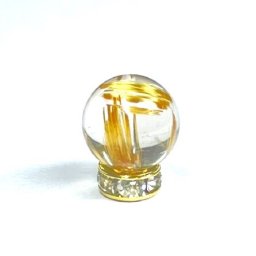 【一点物の贈り物】 高級感あふれる天然石［密集するルチルが美しい］おすすめ 9mm 一点物 1粒売り ゴールド タイチンルチル 天然石 金針水晶 ハンドメイド クォーツ 開運 金運 リメイク お守り ブレスレット 京海堂 KPT24 父の日ギフト 男性への贈り物 金運のお守り