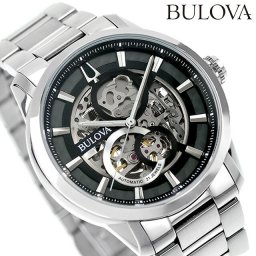 ブローバ クラシック 自動巻き 腕時計 ブランド メンズ オープンハート BULOVA 96A208 アナログ ブラック 黒
