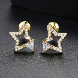 ピアス 両耳用 キュービックジルコニア 真鍮 ホワイト イエローゴールド シルバー スタッド 上品 可愛い かわいい ニッケルフリー モチーフ 星 スター e18041619