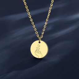 ネックレス 石なし ステンレス イエローゴールド 小豆 アズキチェーン 可愛い かわいい カジュアル モチーフ ハート はーと 指パッチン 41cm+6cm tn21022121