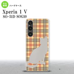 Xperia 1V Xperia 1V スマホケース 背面ケース ハードケース 猫 チェック B 赤 茶 2023年 6月発売 nk-xp15-954