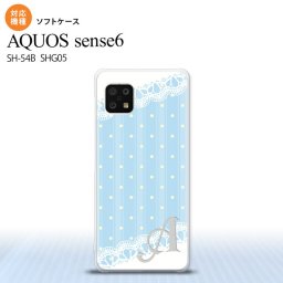 SH-54B SHG05 AQUOS sense6 スマホケース ソフトケース ドット レース C 水色 +アルファベット メンズ レディース nk-sens6-tp1617i
