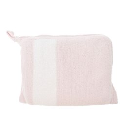 カシウエア KASHWERE ポーチ付きブランケット ACCH-TBP01 682 THROW MINI IN STRIPED POUCH ミニ スロー トラベルブランケット ピンク+ホワイト