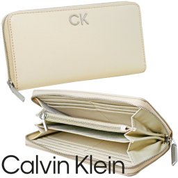 Calvin Klein カルバンクライン ラウンドファスナー財布 レディース K60K610967PEA ベージュ 海外正規品 無料ラッピング可