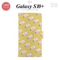 SC-04L SCV42 Galaxy S10+ 手帳型スマホケース カバー 花柄 バラ 編み 黄 nk-004s-s10p-dr265
